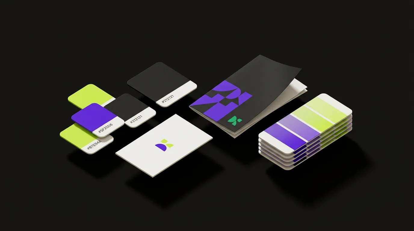 Isometric illustration of brand identity assets